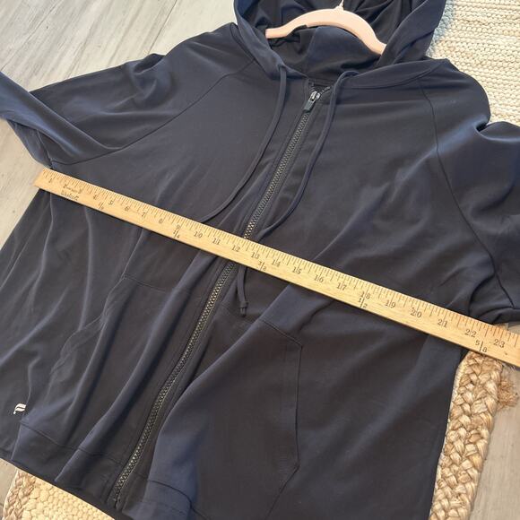 Fabletics Black Oasis Cropped Hoodie Full Zip Sz 1X Athleisure - Picture 5 of 6